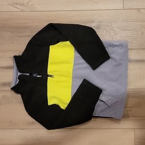 The Children's Place Half Zip Fleece Size Small (5/6) Black Gray Yellow Striped
